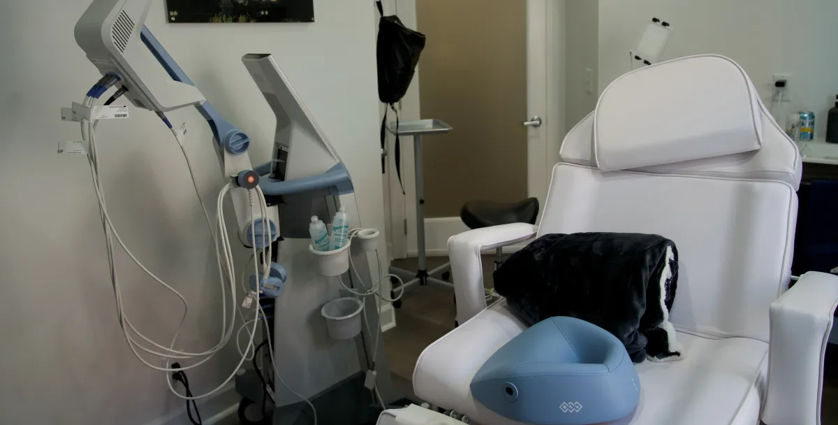 Client receiving Exion Clear hyperpigmentation treatment at Williamson Aesthetics & Wellness in Franklin, TN